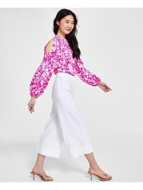 VINCE CAMUTO Women’s Cropped Cuffed Wide Leg Pants In White-Size 8